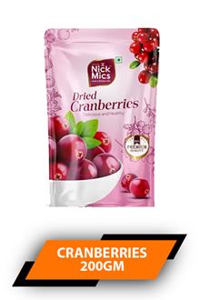 Nickmics Dried Cranberry 200gm